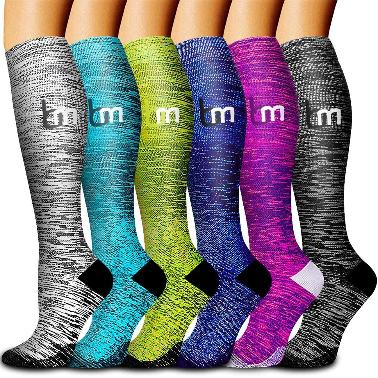 Halloween Compression Socks for Women & Men-6 Pairs 20-30mmhg Support Running…