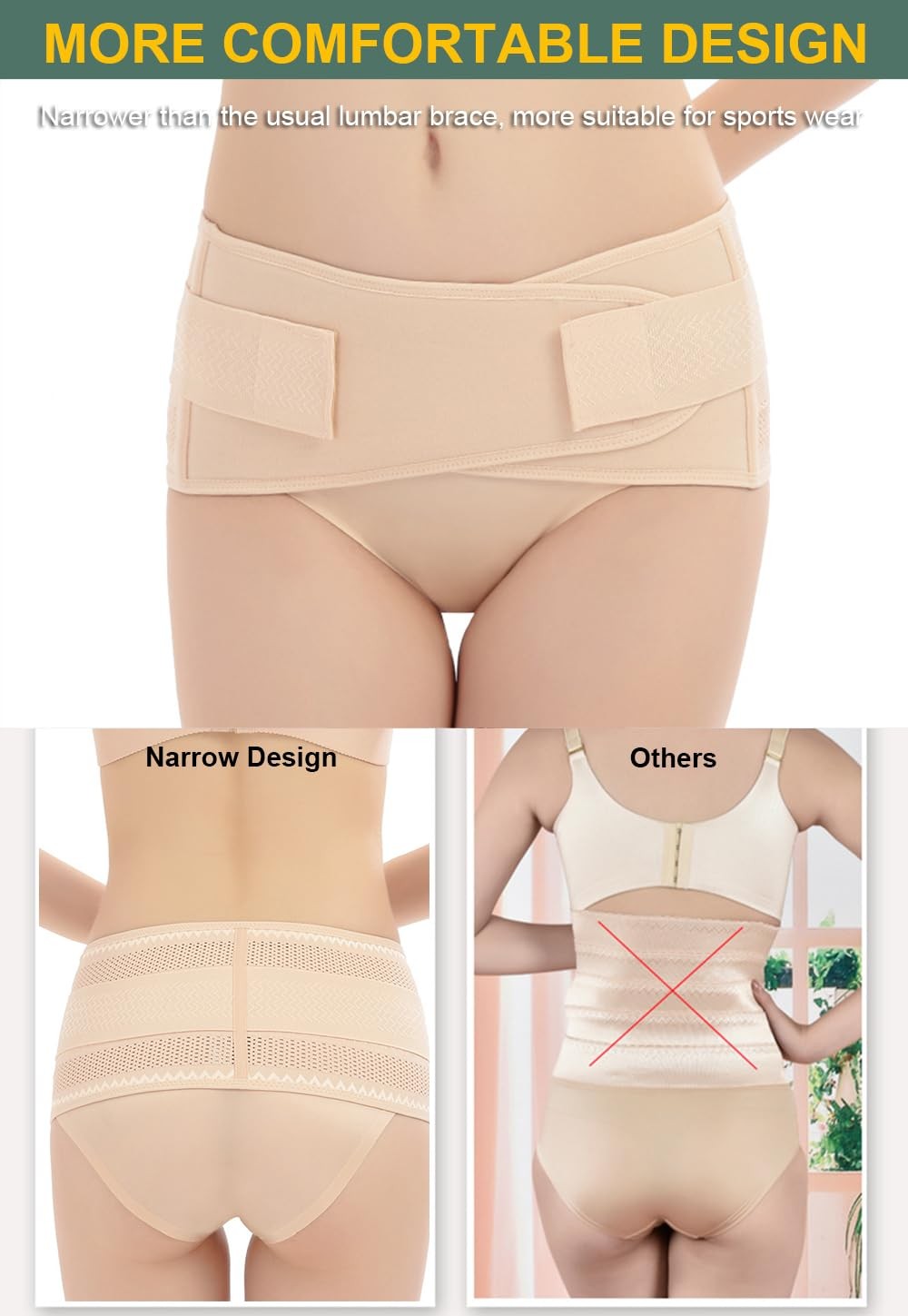 Back Brace for Lower Pain Women Relief, X-Large, Beige