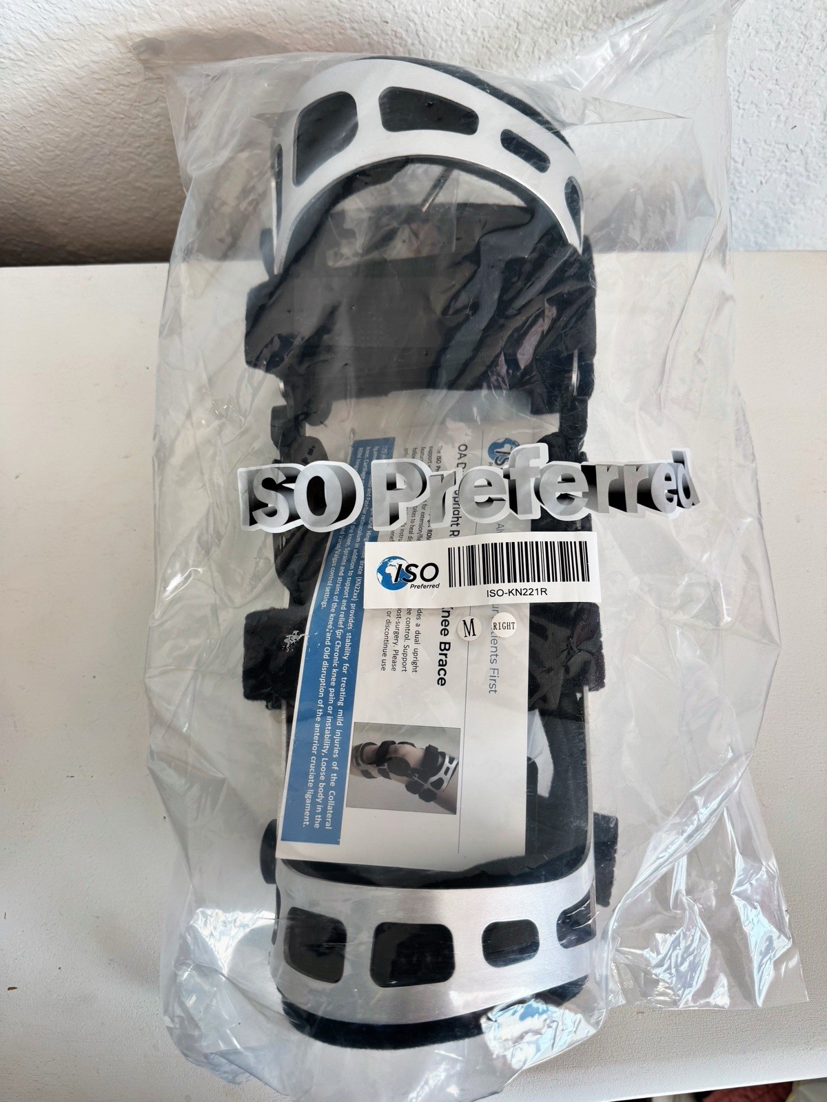 ISO Preferred OA Dual Upright ROM Hinge Knee Brace Post-Op Ligament M Right