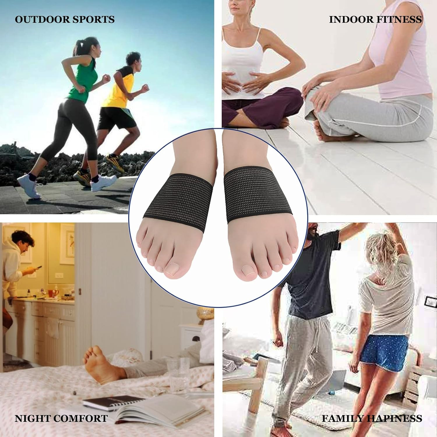 Copper Arch Support Sleeves (4PCS), Plantar Fasciitis Braces for Foot Care, Foot
