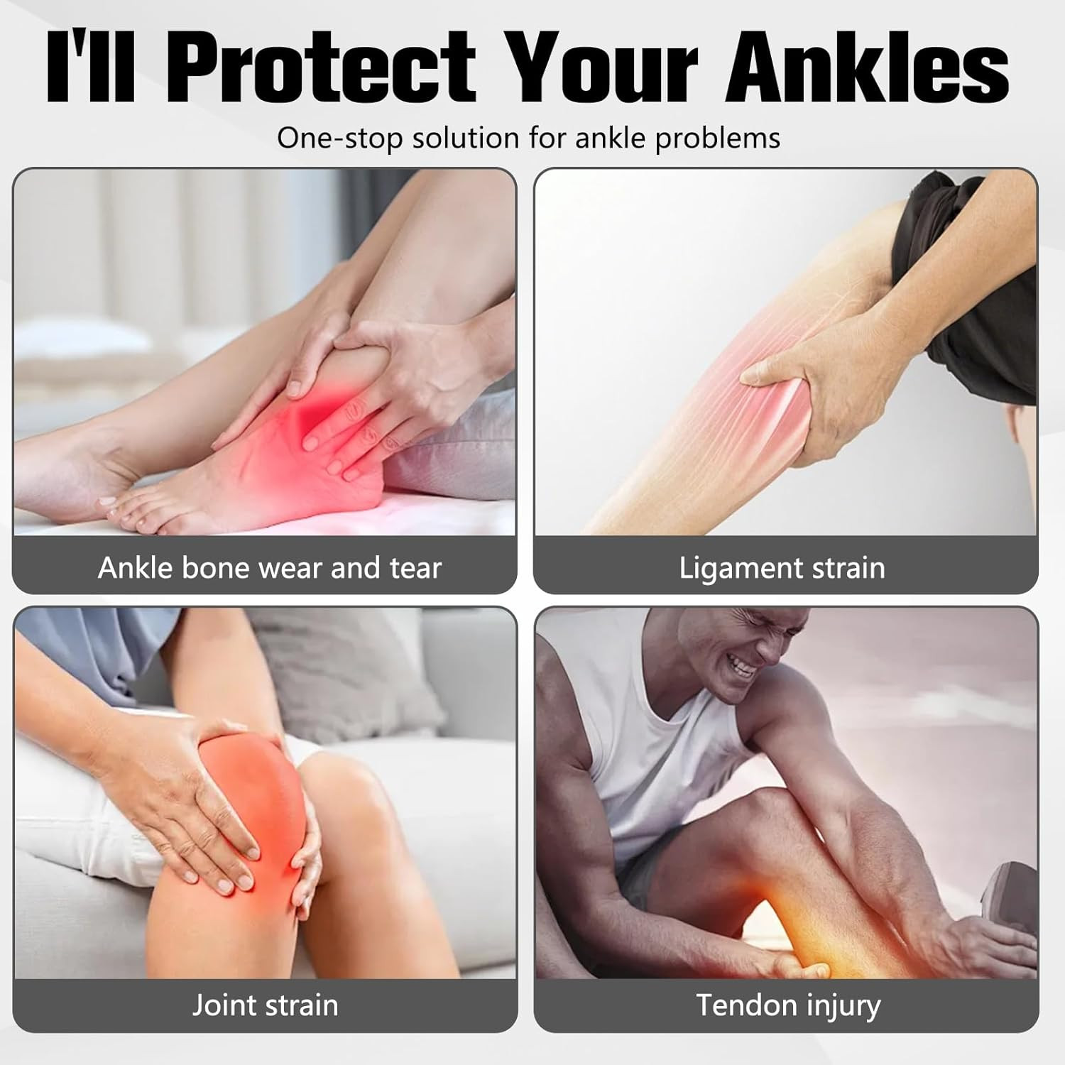 2 Pack Ankle Brace Compression Support Stabilizer for Men Women, Adjustable Lace