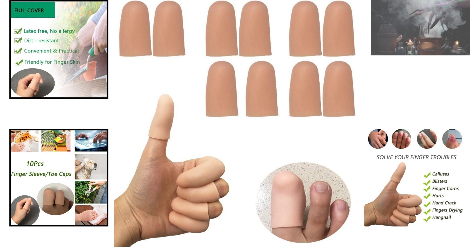 10-Pack Silicone Finger Cots for Arthritis Relief & Protection – Soft & Reusable