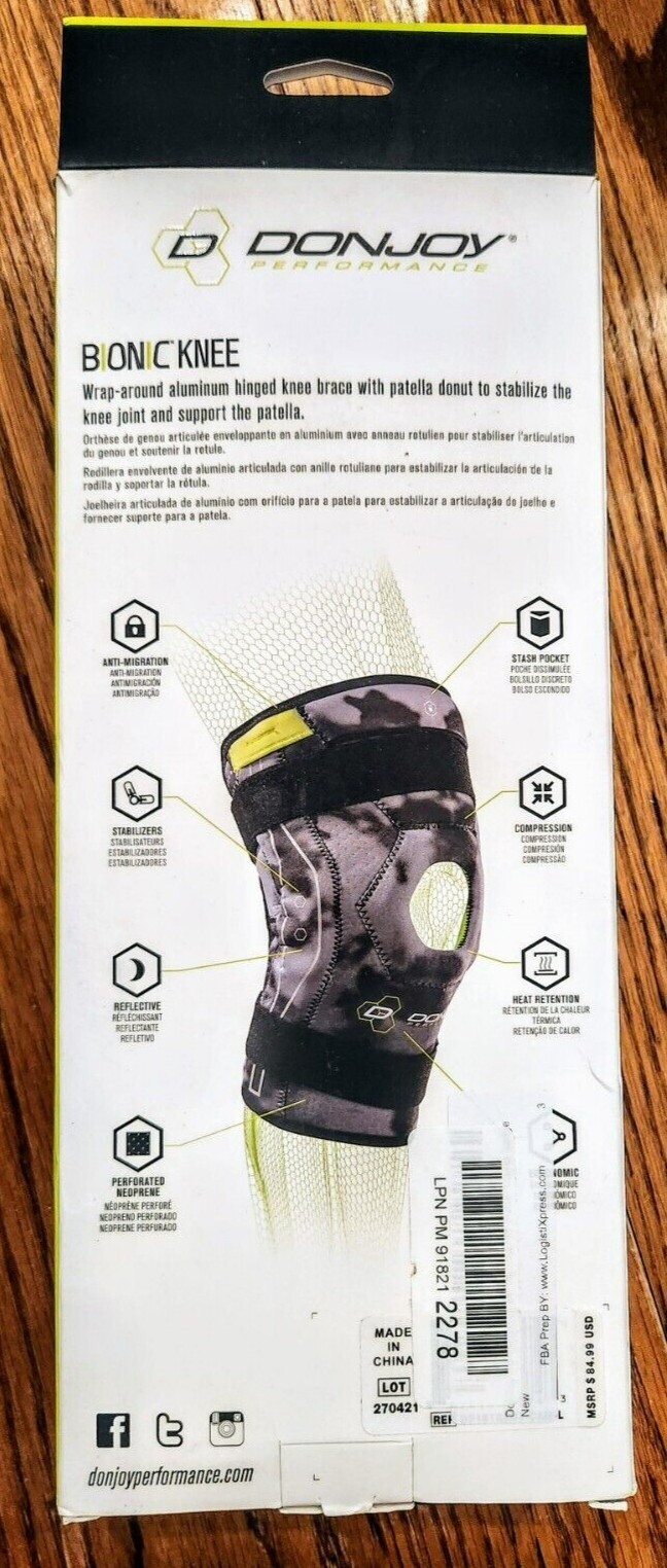 Camo DonJoy Performance Bionic Knee Brace – Hinged, Adjustable Patella Support-L