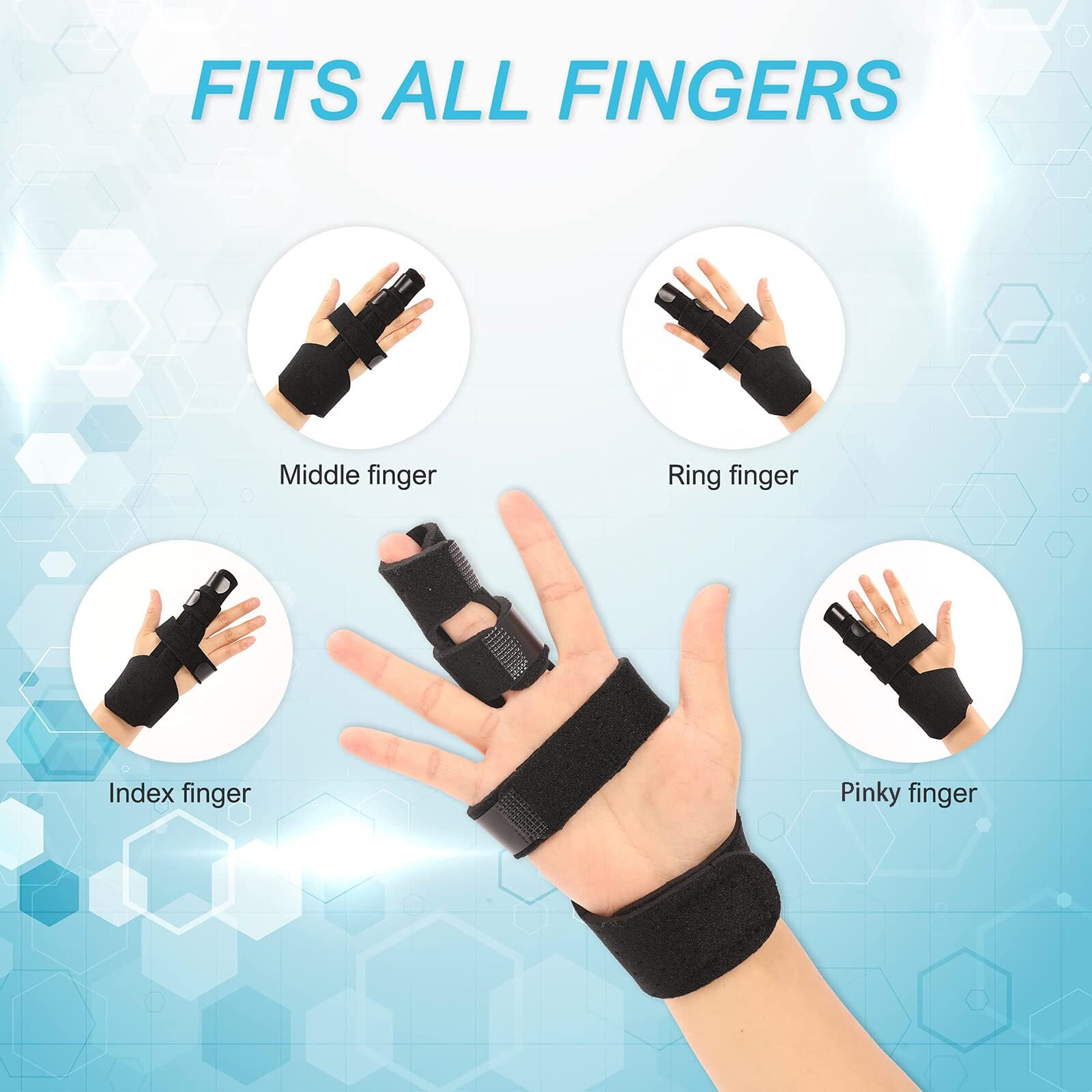 Full Trigger Finger Splint Reversible Middle Finger Extension Splint Right or…