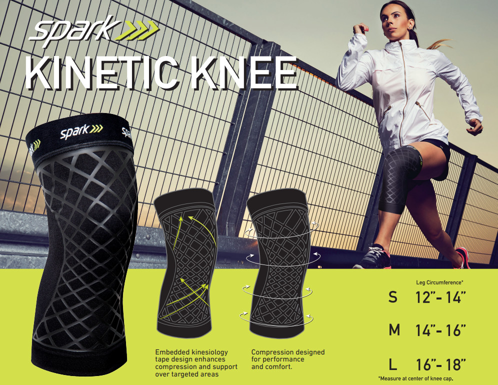 Spark Kinetic Knee Sleeve Brace Medium Black 40411 Brown Medical NEW Fits 14-16″