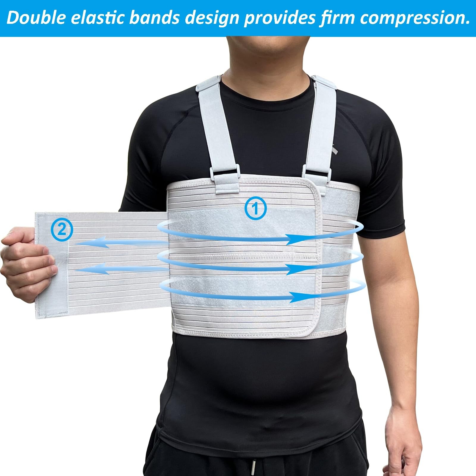 Rib Injury Chest Binder Brace for Cracked Ribs – Elastic Rib Support Belt for…