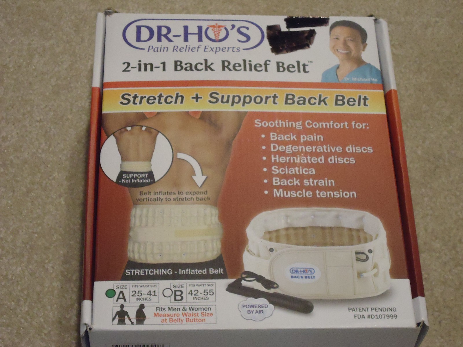 DR-HO’S 2-in-1 Decompression Belt Lower Back Pain Relief A 25-41 in. Open Box