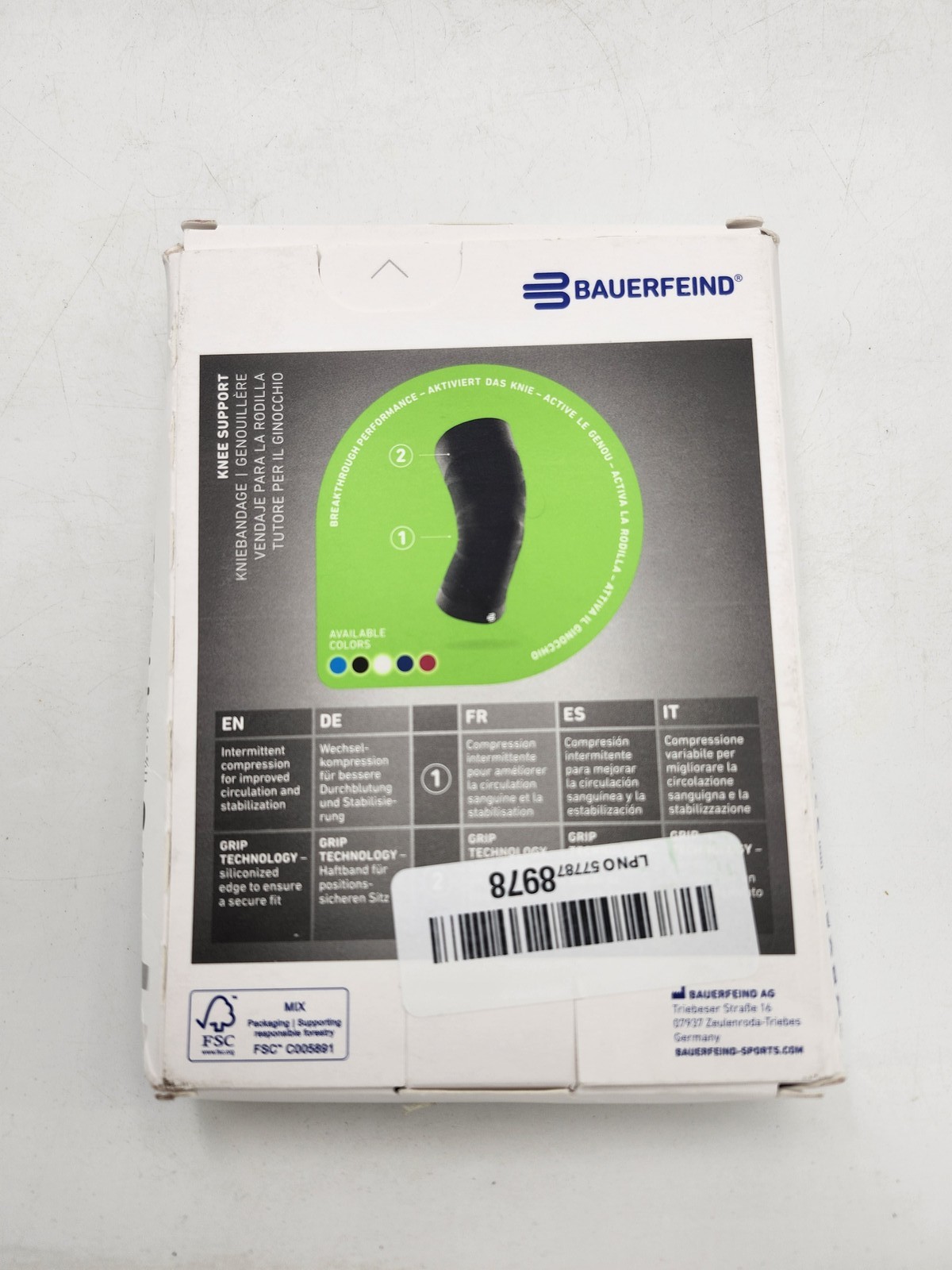 Bauerfeind Sports Compression Knee Support Sleeve Size L Black Made Germany