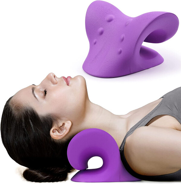 Neck and Shoulder Relaxer, Cervical Traction Device for TMJ Pain Relief (Purple)
