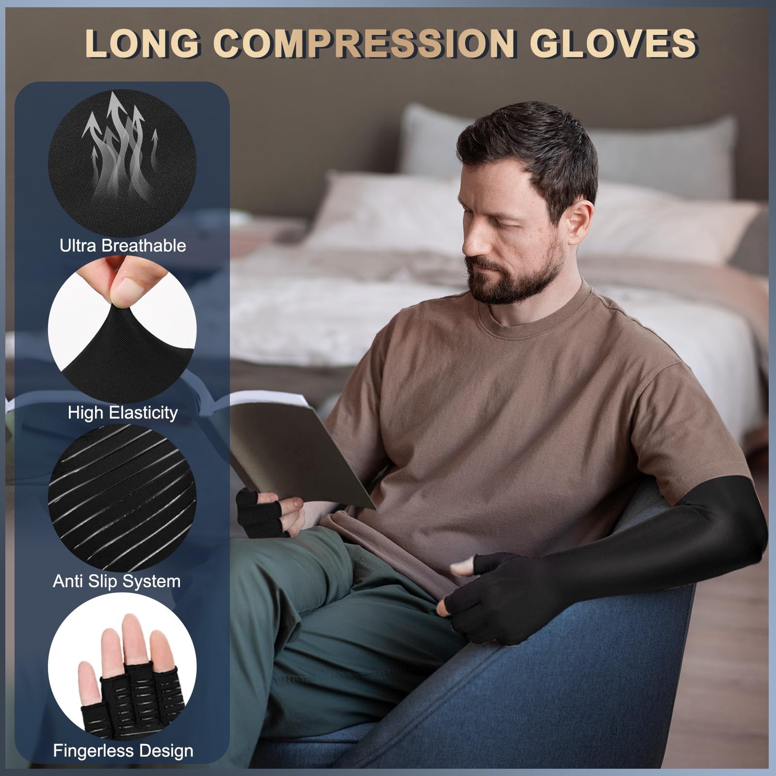 Zuscot Long Copper Compression Arthritis Gloves for Women & Men, Medical Arm …