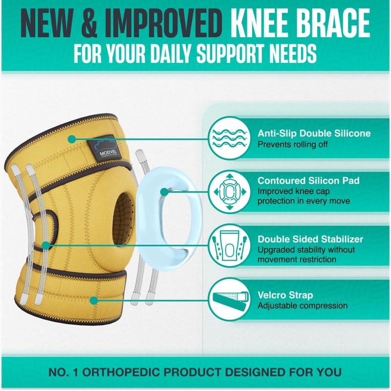 Modvel ELITE Knee Brace for Men and Women – Patella Gel Pads and Side Stabili…