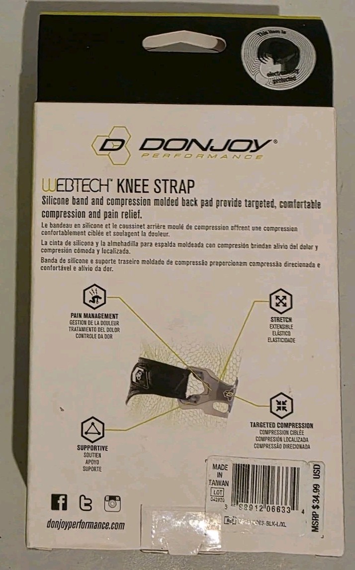 DONJOY Performance WEBTECH Patella Tendonitis Knee Support Strap L/XL