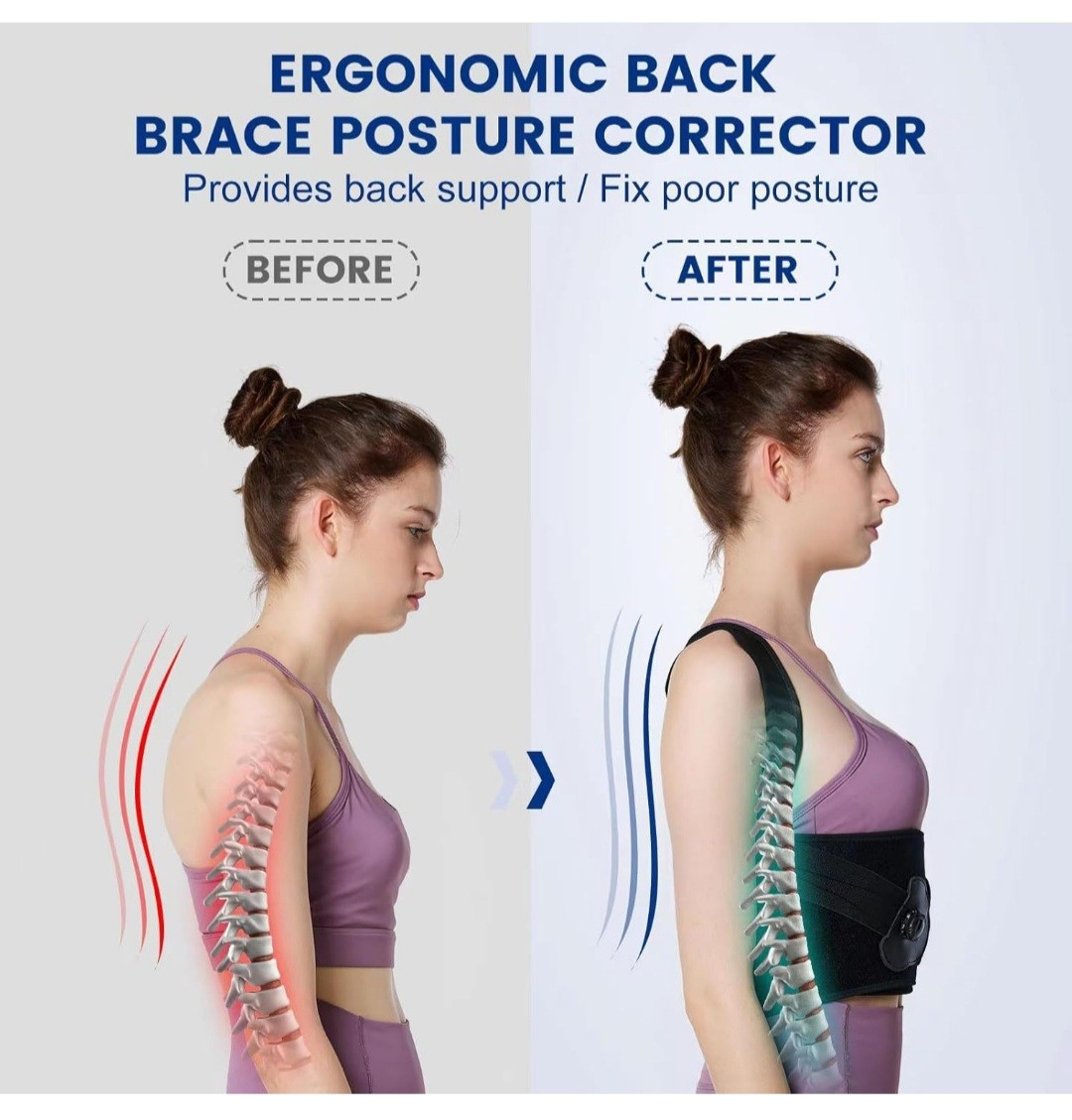 Qenose Posture Corrector & Back Brace For Women & Men Knob Adjustable Size XL