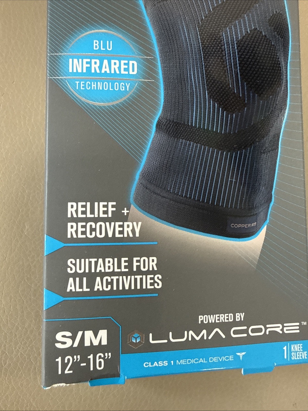 Copper Fit Dual Action Knee Sleeve Compression S/M 12″-16″ Relief + Recovery ..A