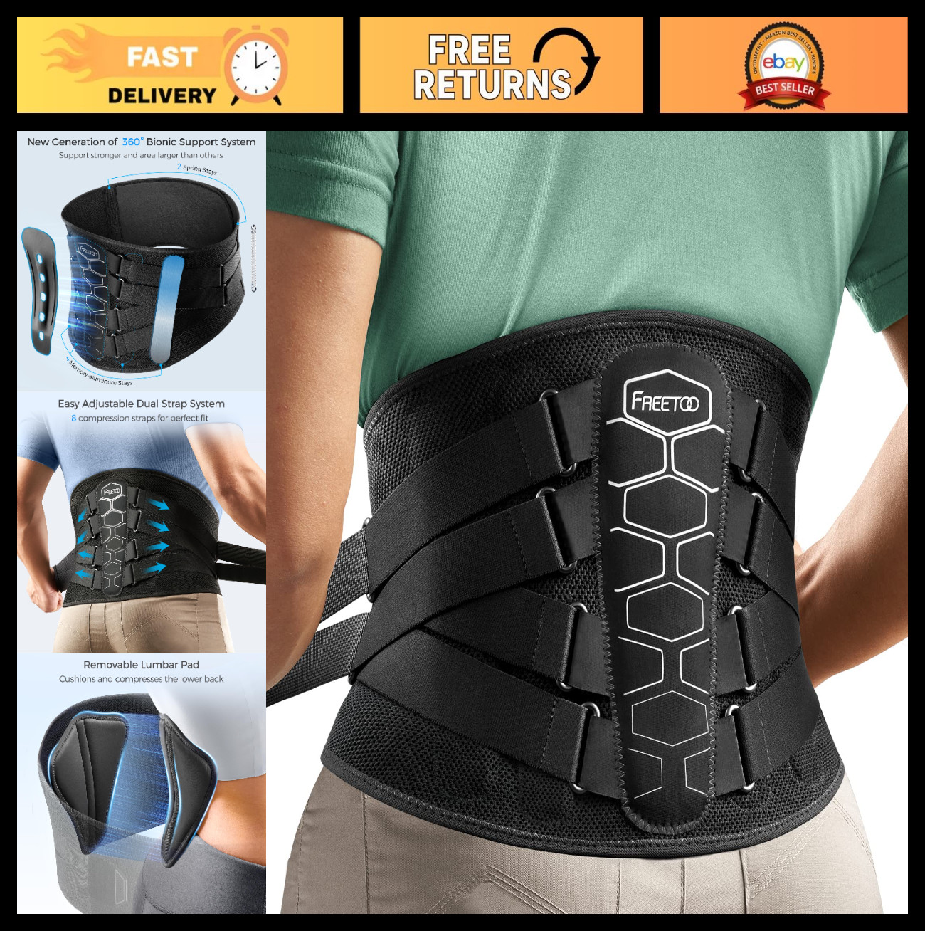 Lower Back Pain Relief Brace – 3D Knitted Support for Herniated Disc, Sciatica,