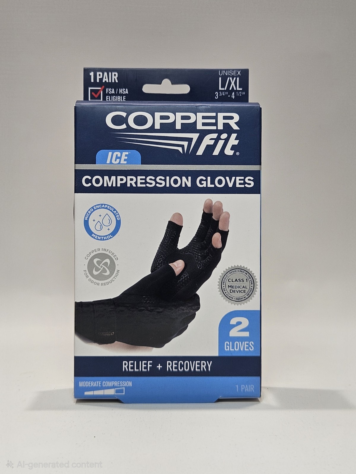 COPPER FIT ICE MENTHOL COMPRESSION GLOVES L / XL 3.¾” x 4.½” (1 Pair)