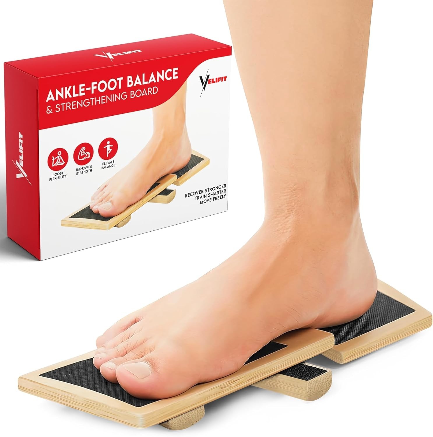 Ankle Strengthener & Axis Board, Bamboo Ankle Balance Board for Physical Therapy