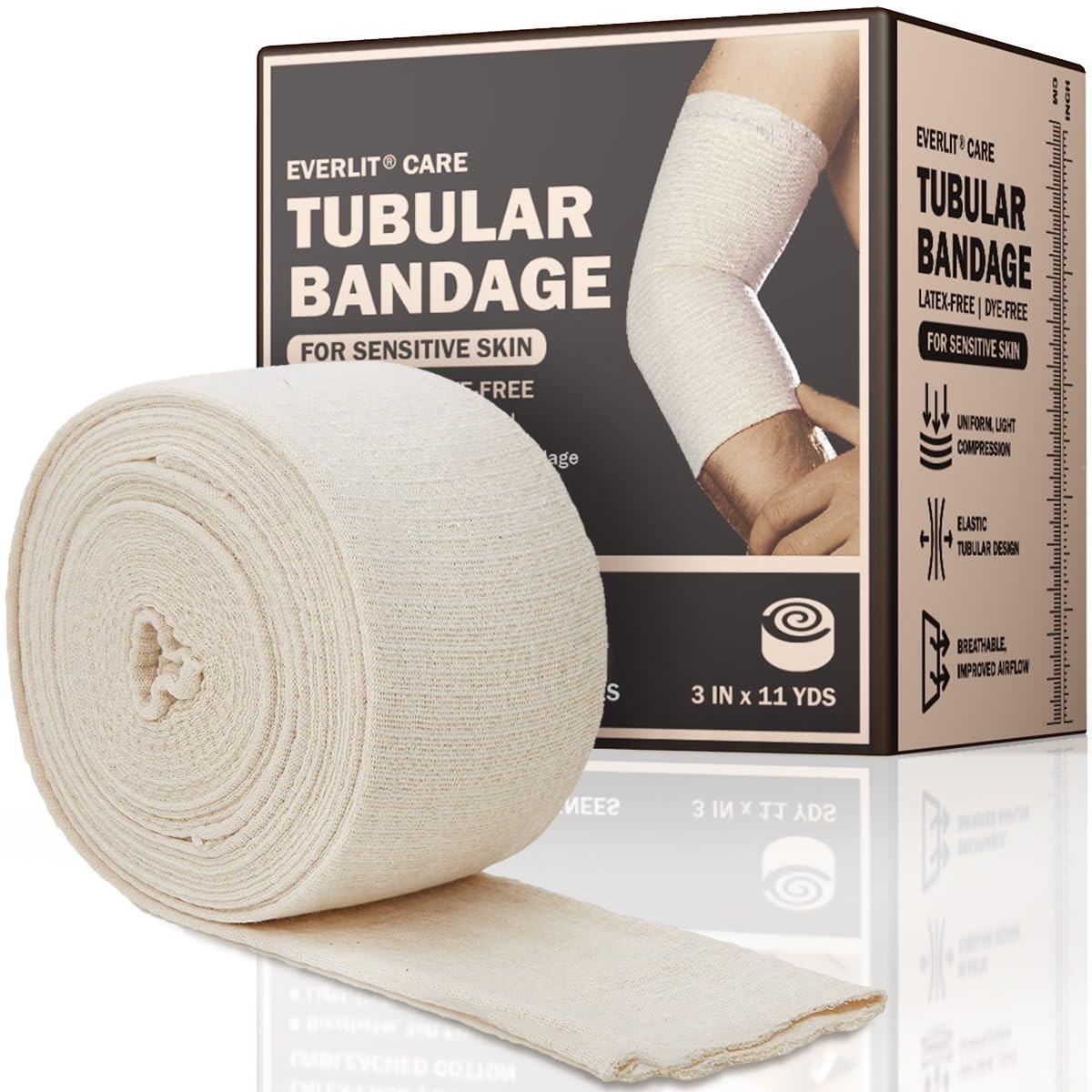 Elasticated Tubular Support Bandage | Latex-Free, Extra-Thick Stockinette | 3″ x