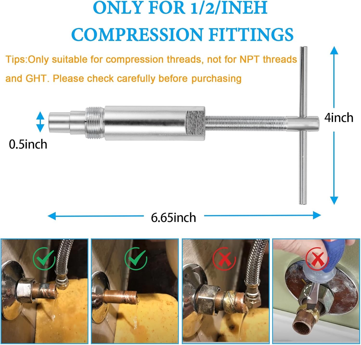 Compression Sleeve Puller and Sleeve Remover for 1/2 Inch Compression Fittings
