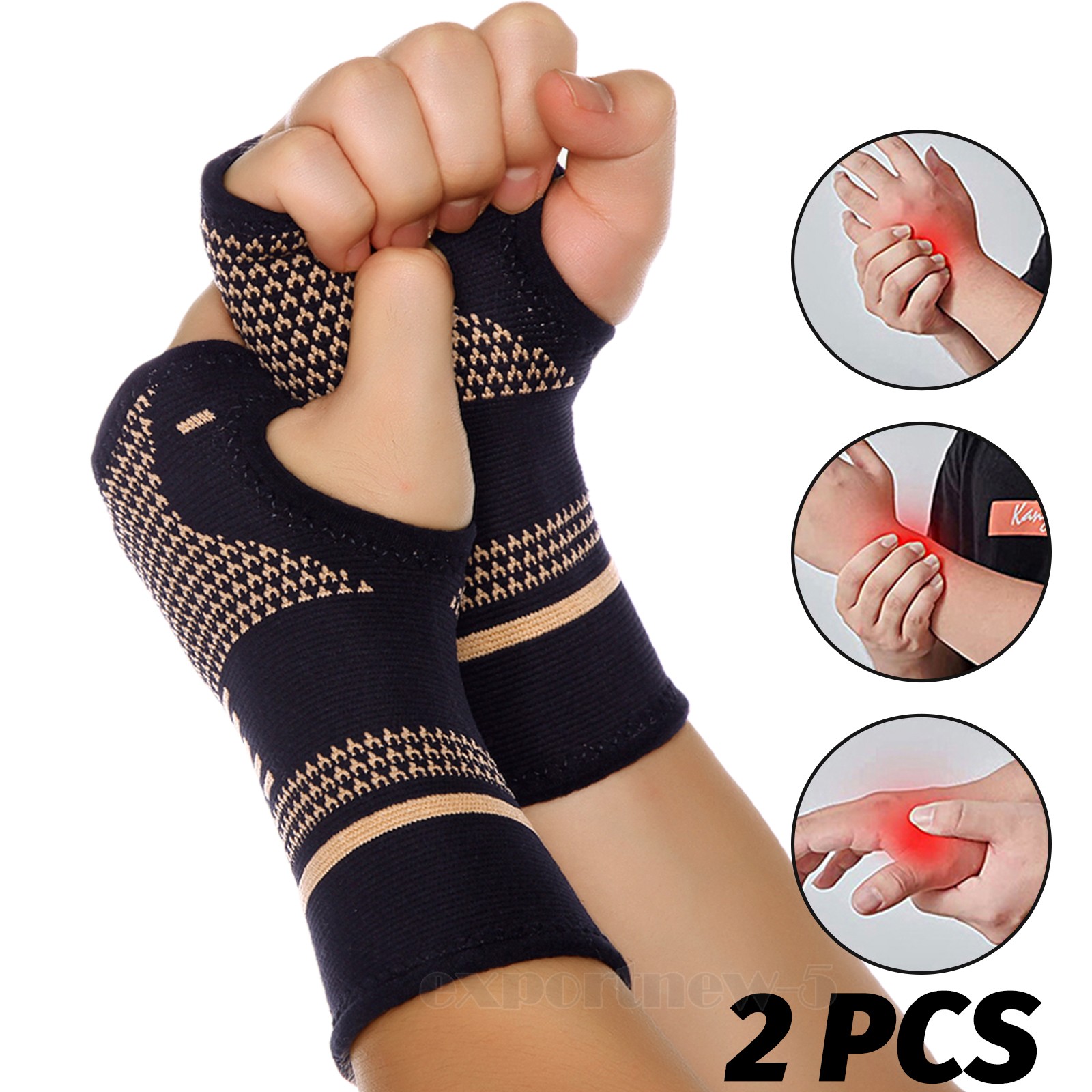Single Copper Wrist Compression Glove Hand Support Pain Relief Joint Self Care