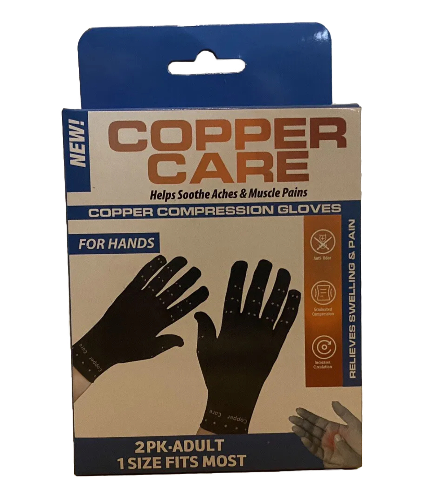 Copper Care – 1 Pair Of Compression Gloves Adult, 1 Size Fits Most-Aches