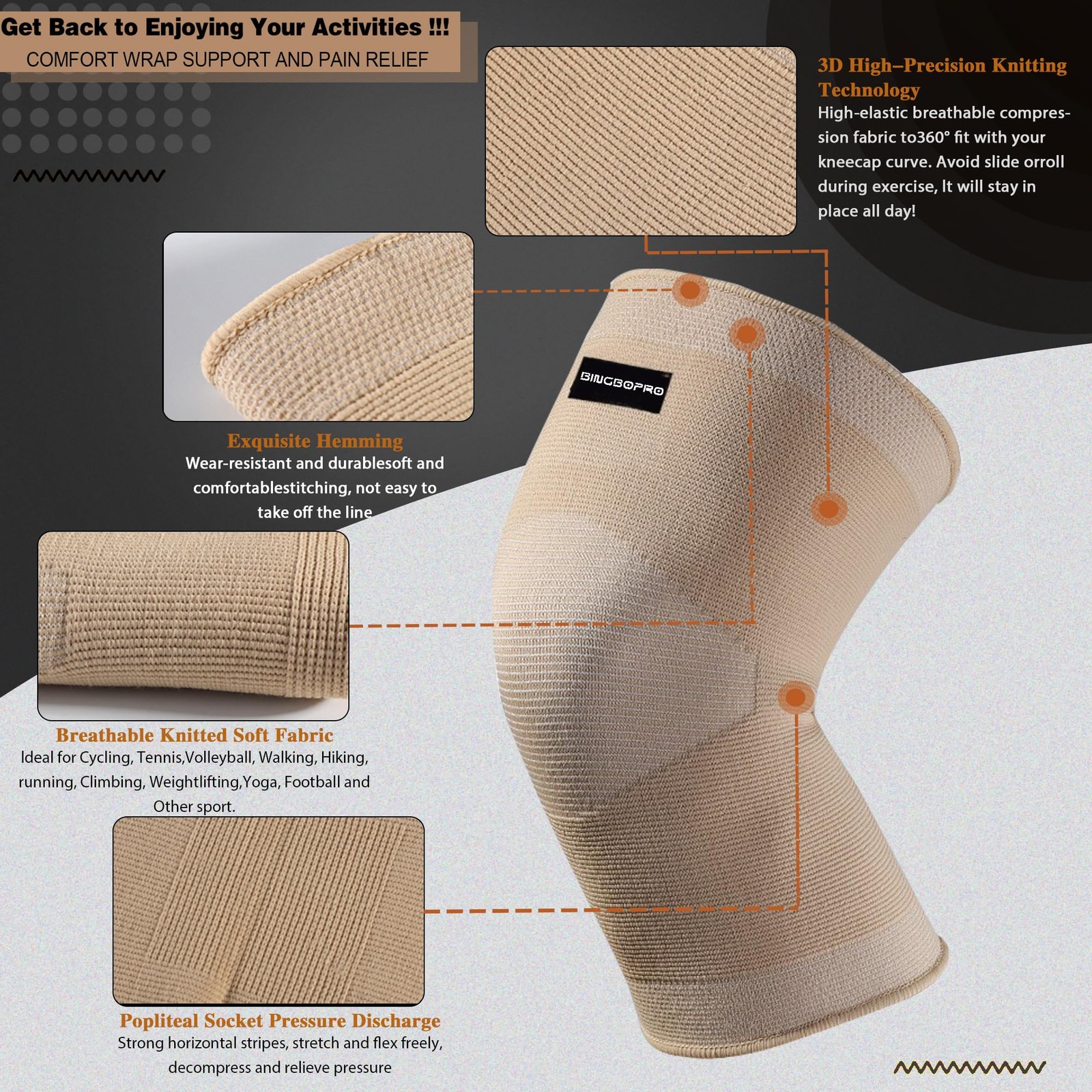 Knee Brace for Pain Relief – Knee Compression Sleeves for Men and Women, Knee…