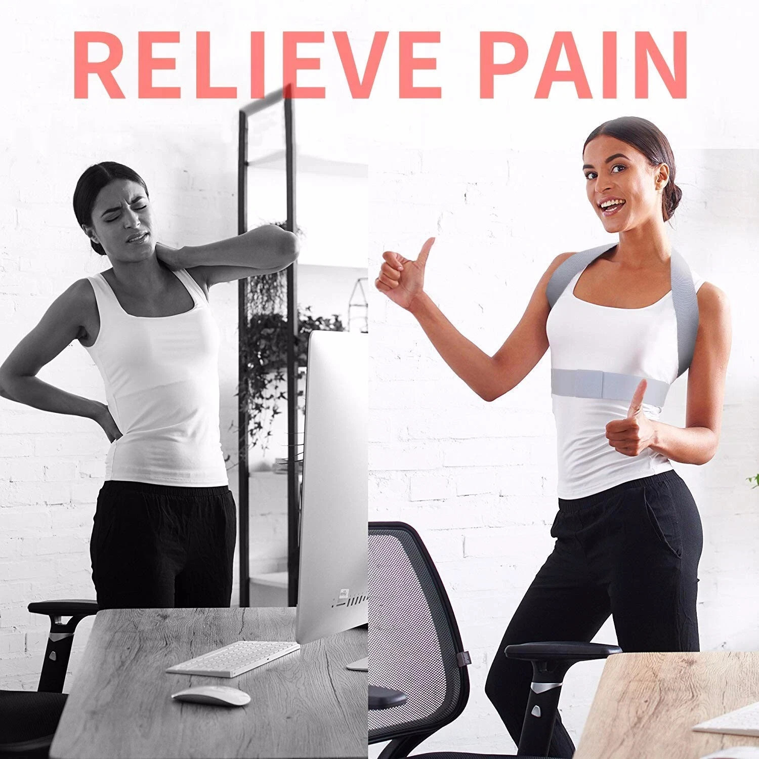 Back Brace Posture Corrector, Shoulder Straightener for Upper and Lower back