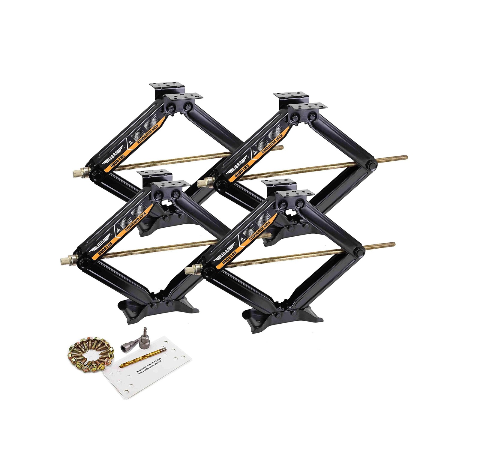 LIBRA Set 4 24″ 6000lbs RV Trailer Camper Stabilizer Leveling Scissor Jacks w…