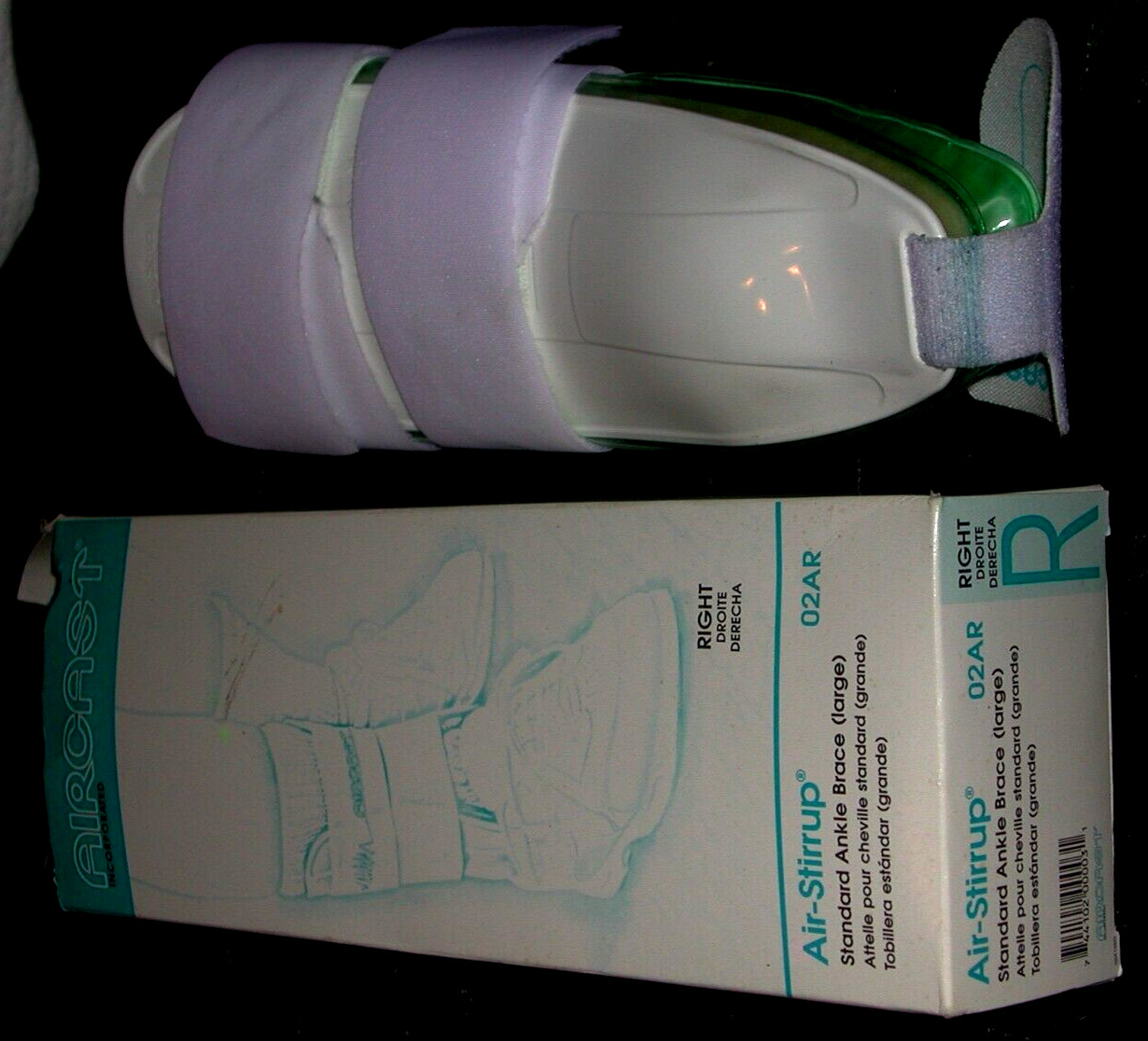 NOS AirCast 02AR Air Ankle Support Air-Stirrup – Standard Right 10.5″ Large