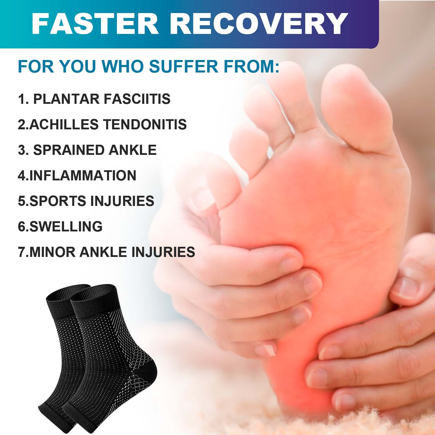 1-5Pairs Ankle Support Brace Compression Sleeve Socks Elastic Foot Pain Relief