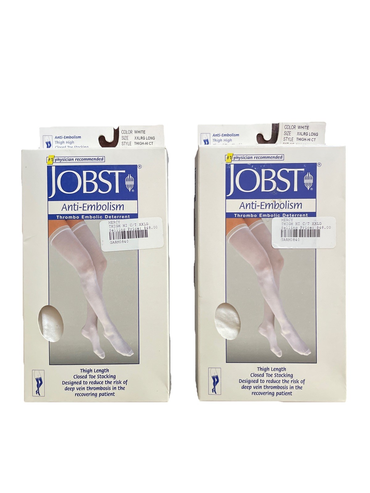2 PACK – Jobst Compression Anti Embolism Thigh Hi Stocking white 111490 size XXL