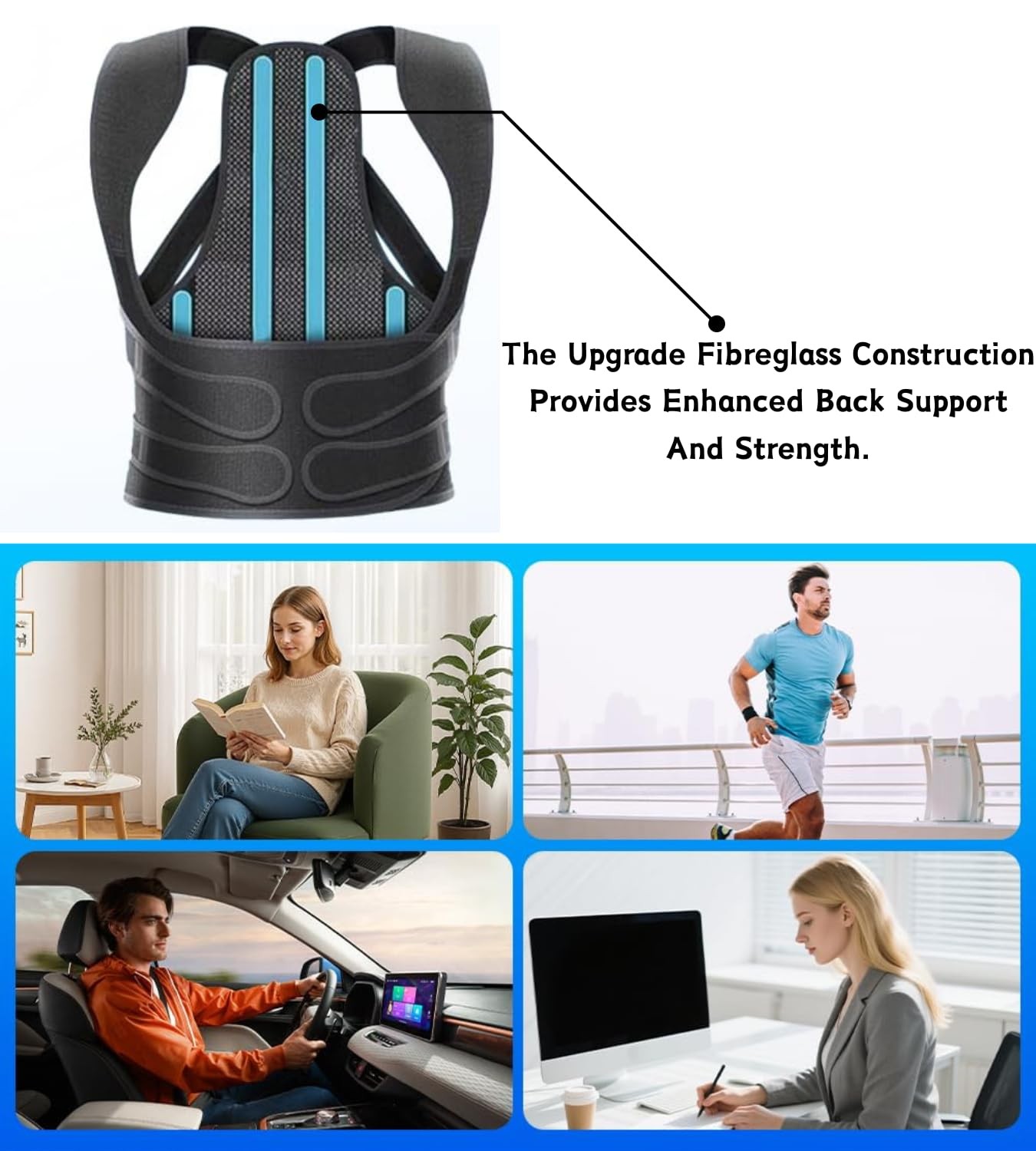Back Brace Posture Corrector for Men & Women, Upgraded Full Large