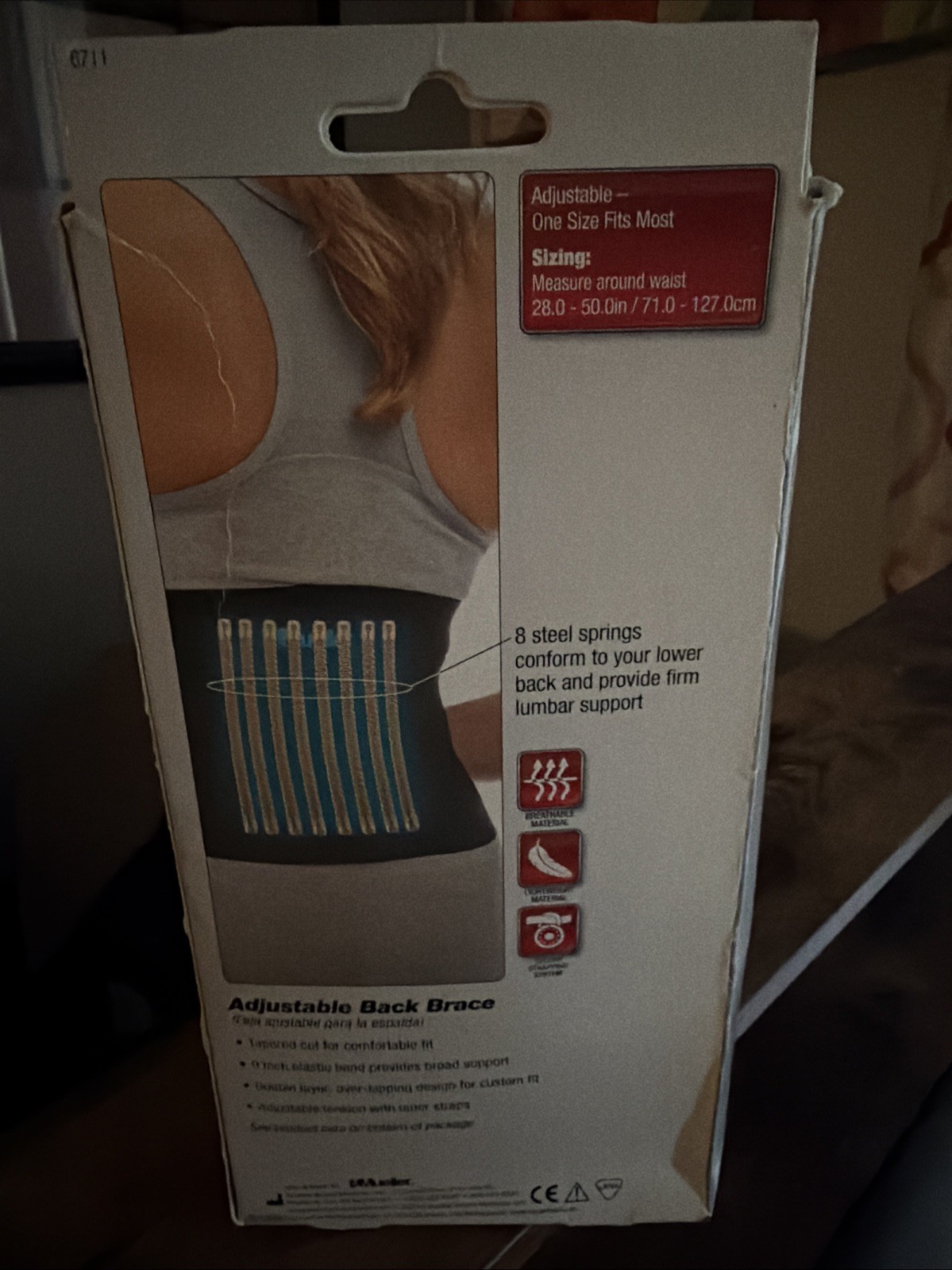 NEW Mueller Sports Medicine Adjustable Back Brace One Size Fits Most Openbox