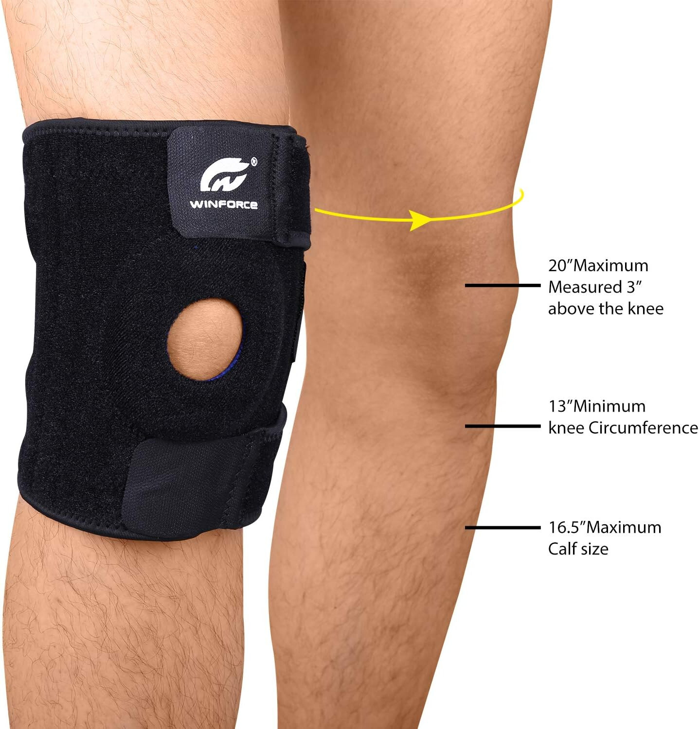 Knee Brace Support, Arthritis Adjustable Compression ACL Non-slip Open Patella S