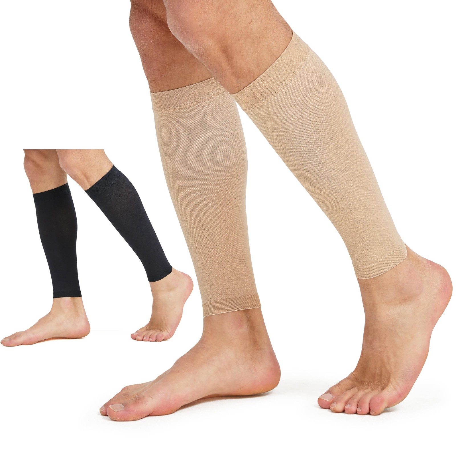 MGANG 20-30mmHg Compression 5X-Large (2 Pair), 1 Pair Black + 1 Beige