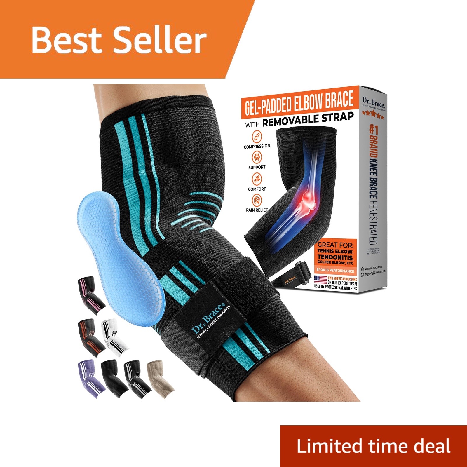 DR. BRACE Elite Elbow Brace Small Black-Blue