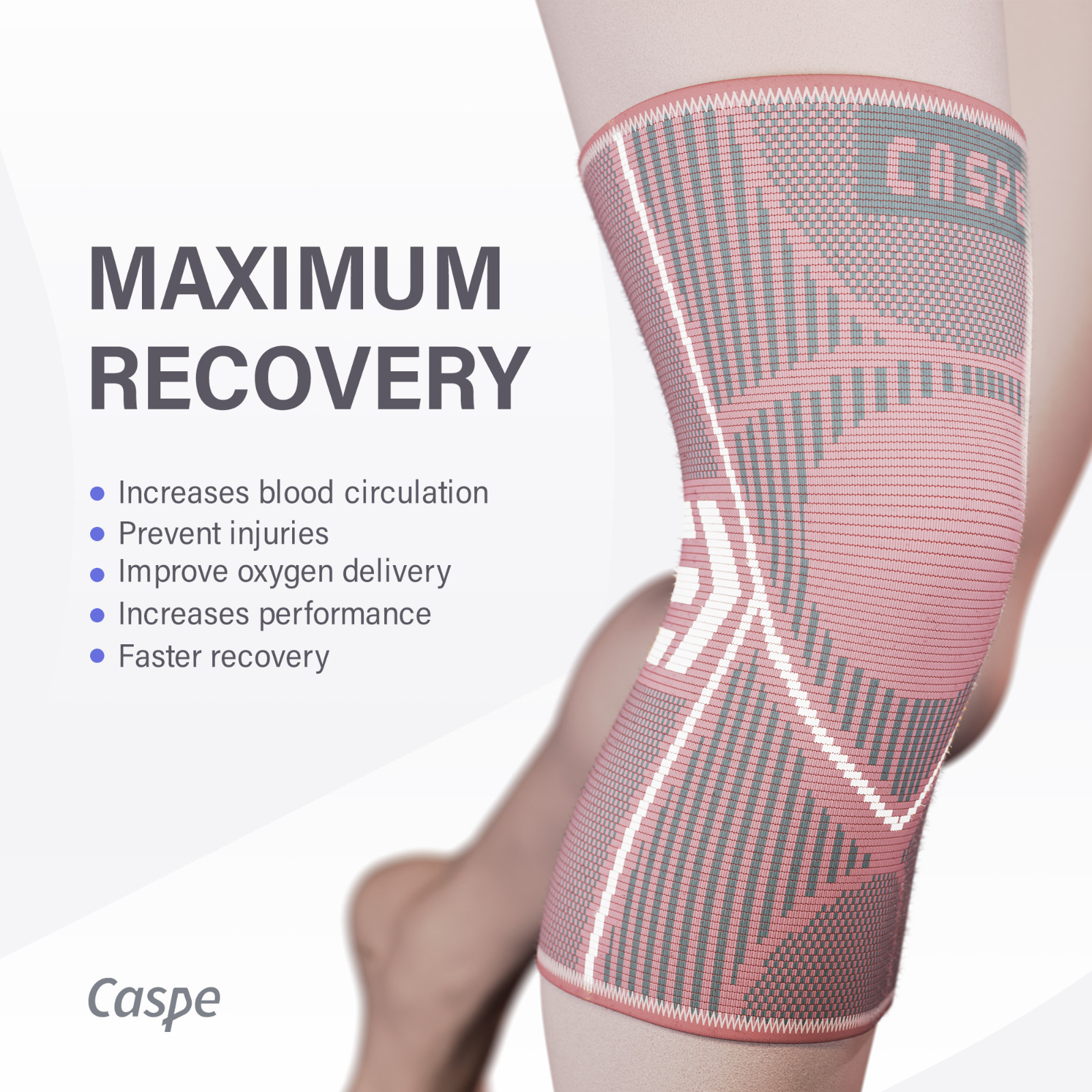 Caspe 2pcs Knee Sleeves Compression Brace Support Sport Joint Injury Pain Relief