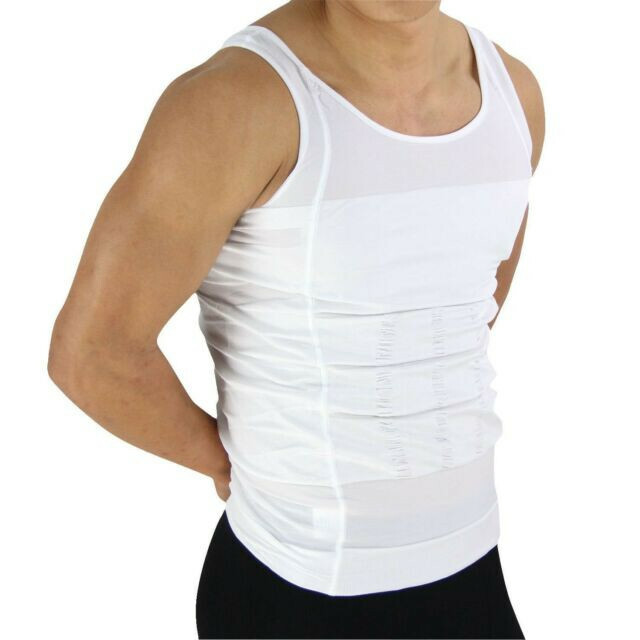 Beautyko USA Body Shaper Compression Shirt Firming &Tightening Panels – White -S