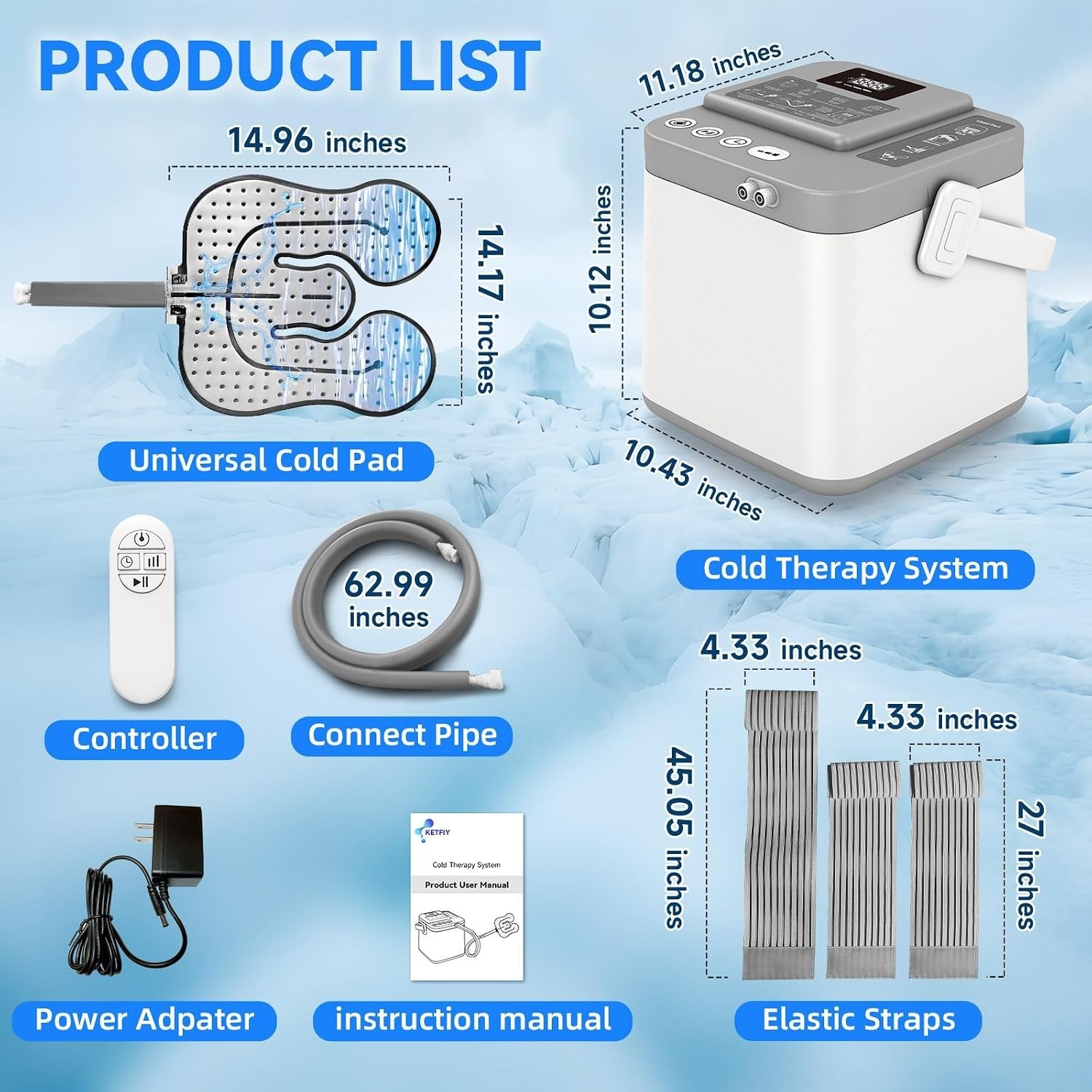 Cold Therapy Machine Knee Ice Pump 2.4G Remote 13 Timers 3 Flow Modes