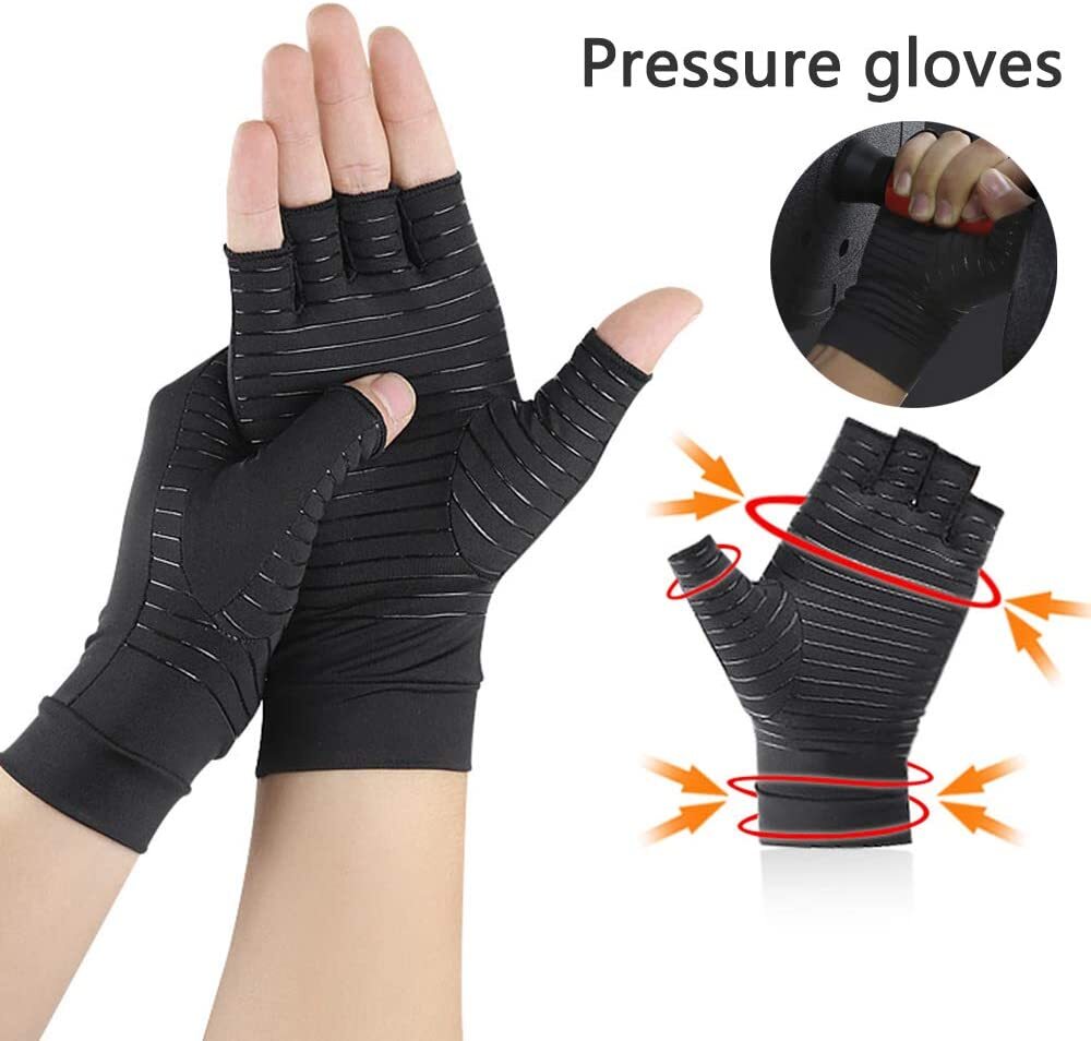 2 Pairs Copper Arthritis Compression Gloves Hand Support Joint Pain Relief USA