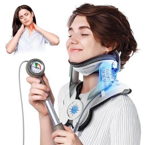 HYBODIES CERVICAL TRACTION DEVICE WITH AIR COLLAR: INFLATABLE NECK – GRAY