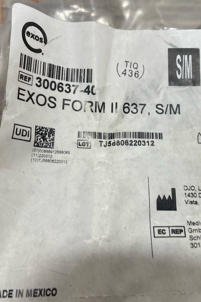 Exos Form II 637 Lumbar Support Brace, Small/Medium, 300637-40 DJO Global