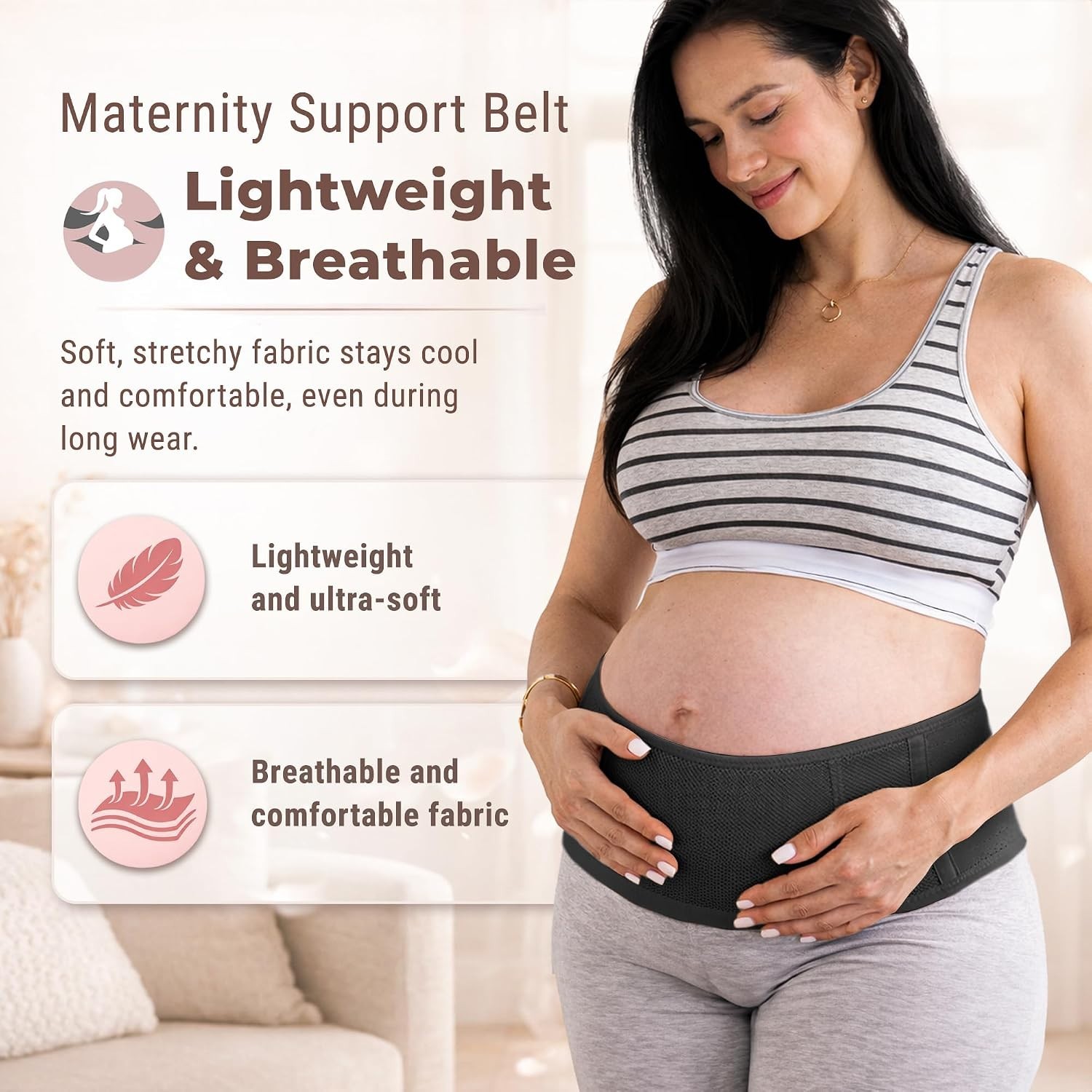Maternity Belt Back Support – Adjustable Belly Support Band, Breathable Pregn…