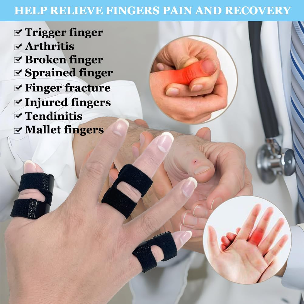 2PCS Thumb & Finger Splints, Trigger & Mallet Finger Brace for Injury, Arthritis