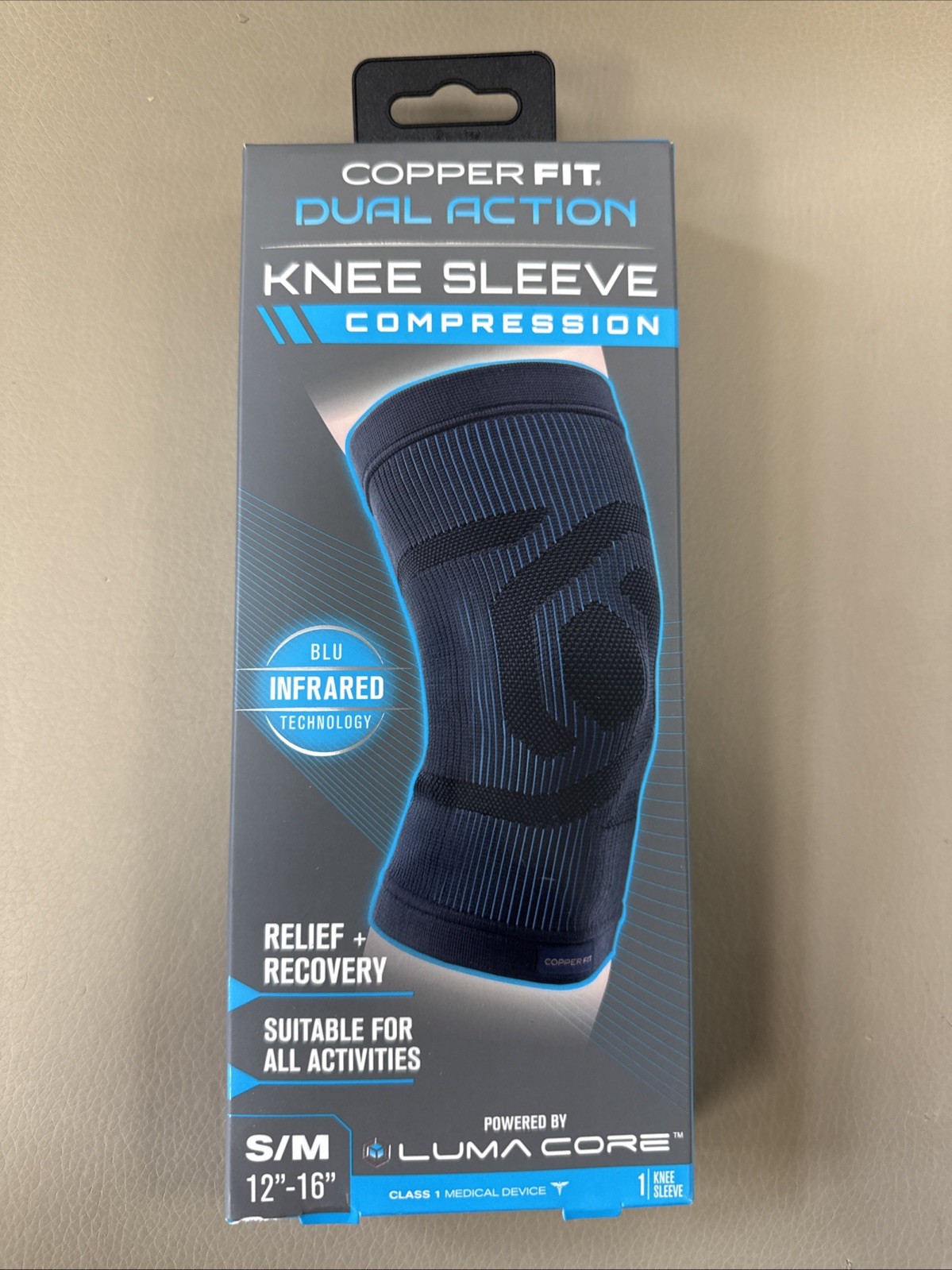 Copper Fit Dual Action Knee Sleeve Compression S/M 12″-16″ Relief + Recovery ..A