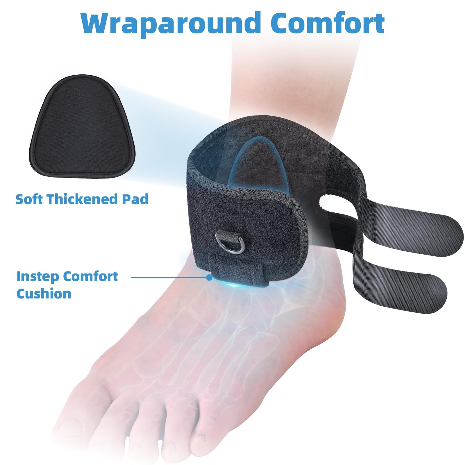 AFO Foot Drop Brace for Walking with Shoes, Adjustable Ankle L, Black