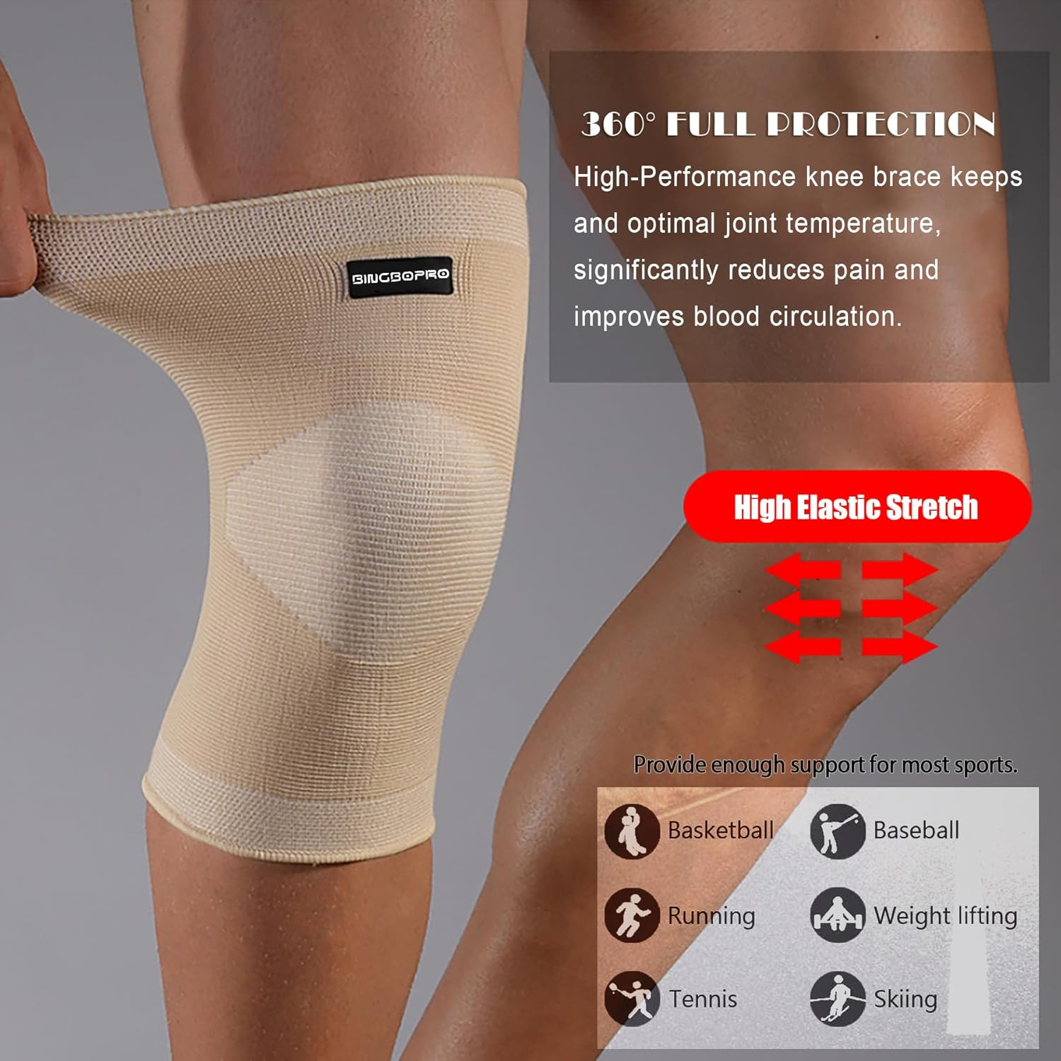 Knee Brace for Pain Relief – Knee Compression Sleeves for Men and Women, Knee…