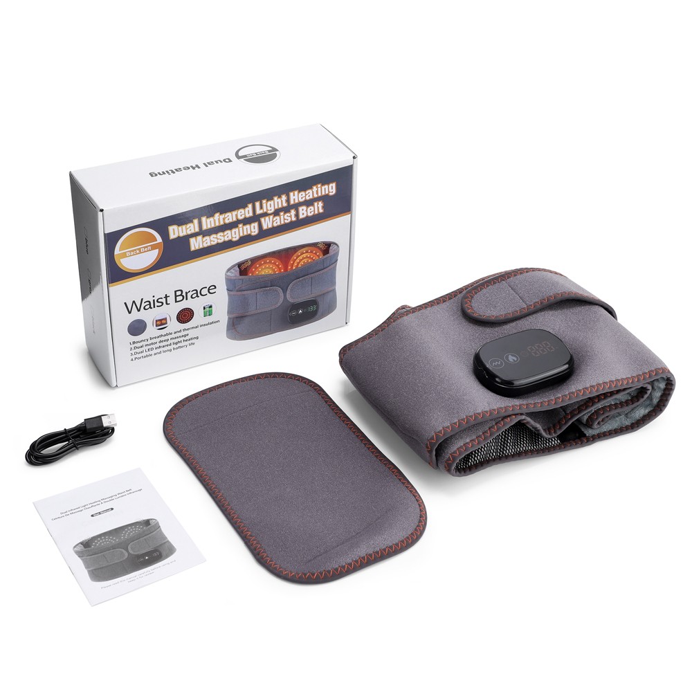 Electric Red Light Therapy Heated Back Massager Waist Brace Lumbar Support Belt