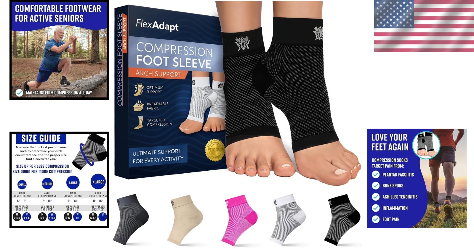 Breathable Compression Ankle Sleeves – Daily Foot Pain Relief & Comfort in Black