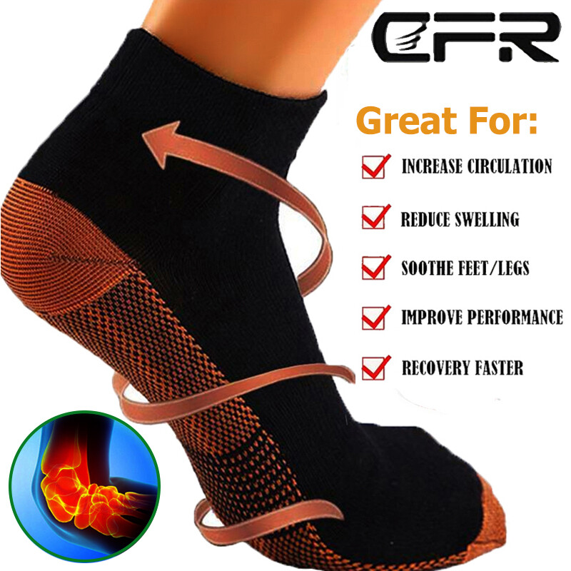 Copper Infused Compression Socks Planter Fasciitis Ankle Support Pain Relief US